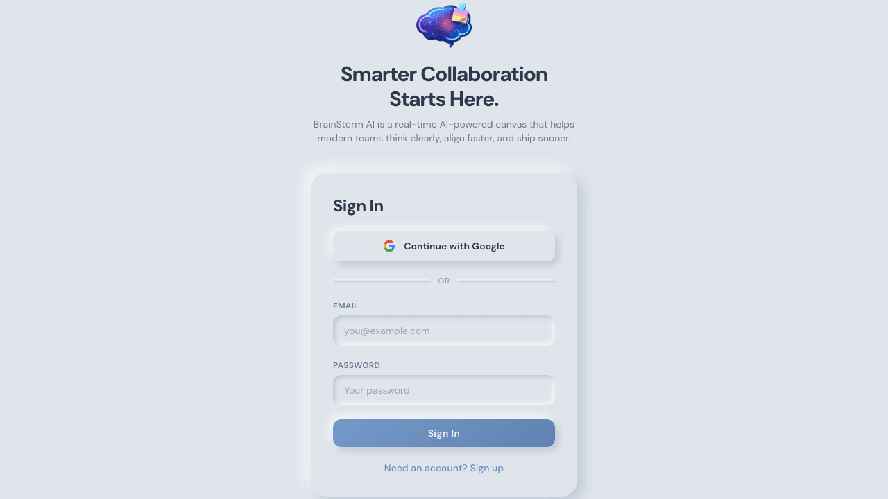 BrainStorm AI homepage