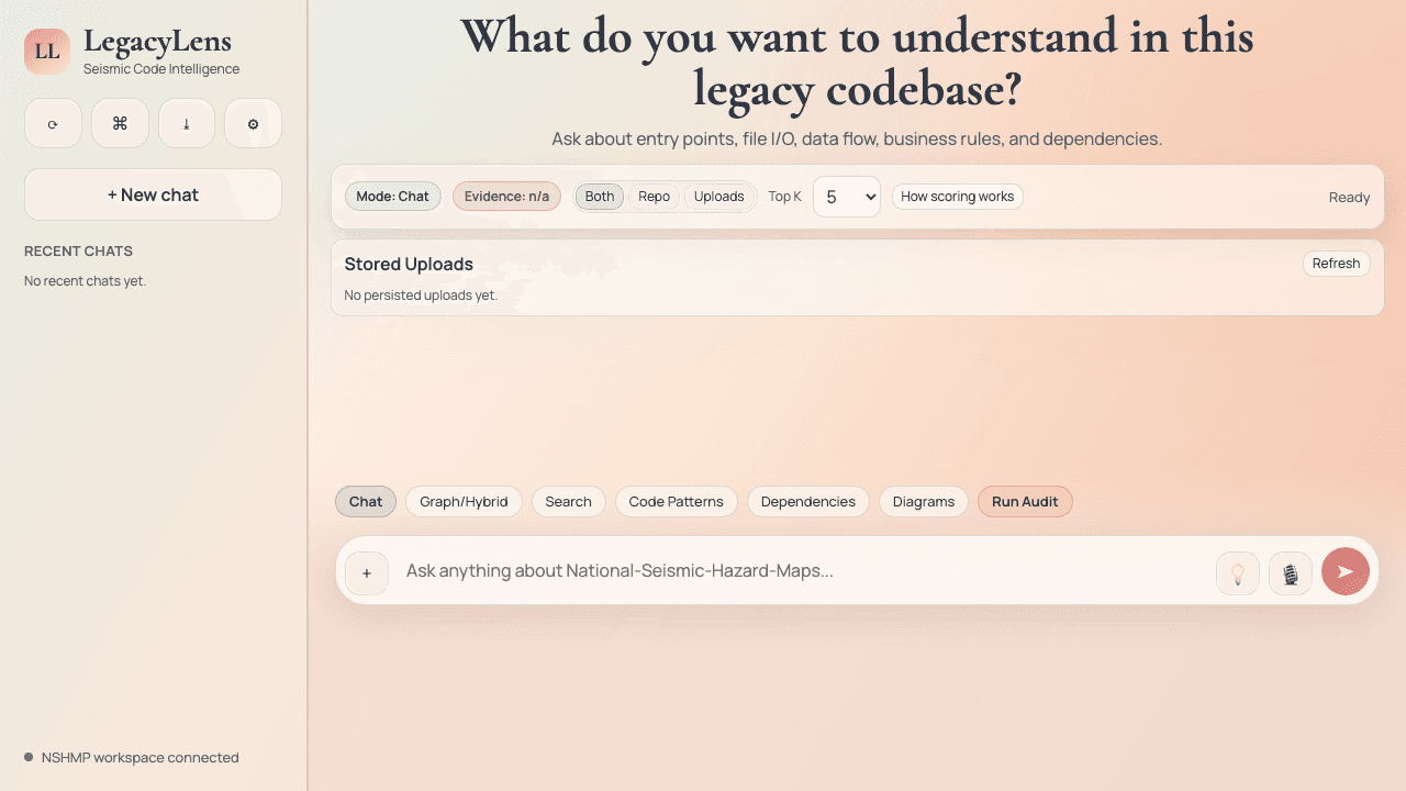 LegacyLens homepage